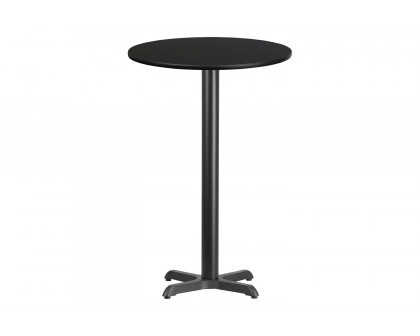 BLNK Round Bar Height Table with 22'' x 22'' Base - Black, 24"D