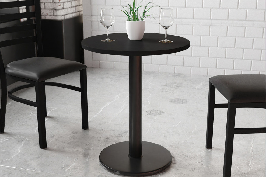 BLNK™ Round Table with 18'' Round Base - Black, 24"D