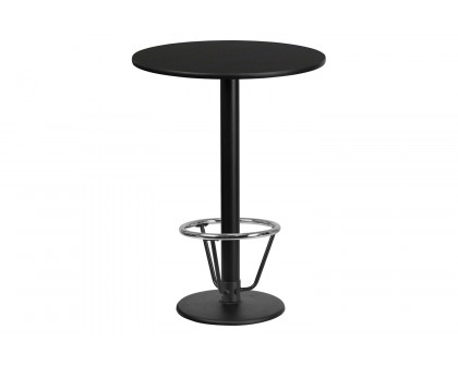 BLNK Round Bar Height Table with 18'' Round Base - Black, 24"D, with Foot Ring