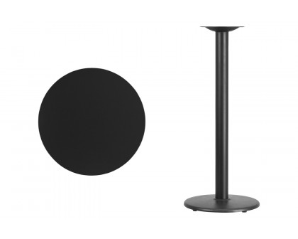 BLNK Round Bar Height Table with 18'' Round Base - Black, 24"D