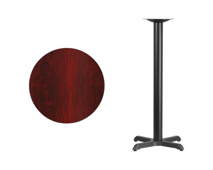 BLNK Round Bar Height Table with 22'' x 22'' Base - Mahogany, 24"D