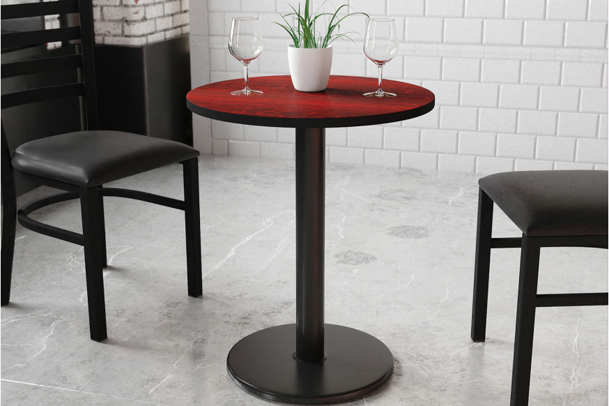 BLNK™ Round Table with 18'' Round Base - Mahogany, 24"D