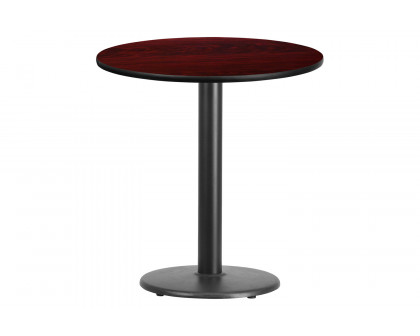 BLNK™ Round Table with 18'' Round Base - Mahogany, 24"D