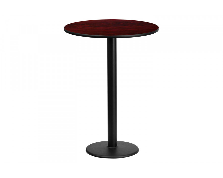 BLNK Round Bar Height Table with 18'' Round Base - Mahogany, 24"D