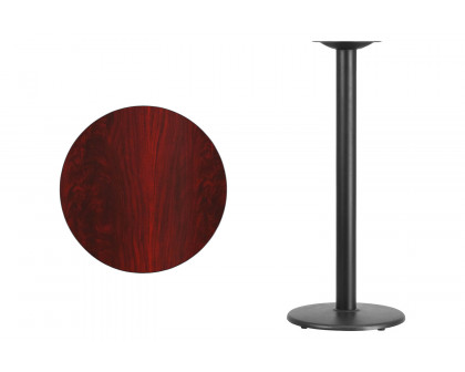 BLNK Round Bar Height Table with 18'' Round Base - Mahogany, 24"D