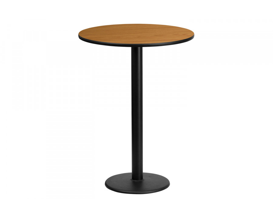 BLNK Round Bar Height Table with 18'' Round Base - Natural, 24"D