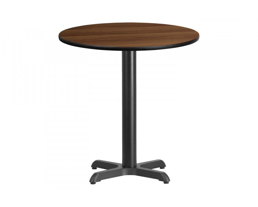 BLNK Round Table with 22'' x 22'' Base - Walnut, 24"D