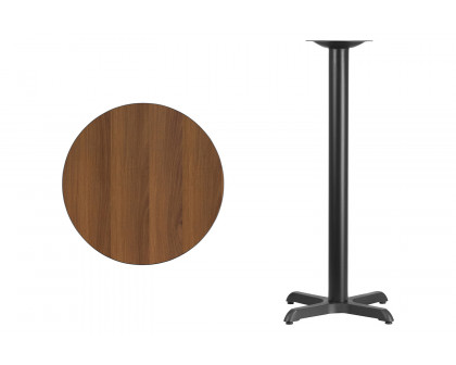 BLNK Round Bar Height Table with 22'' x 22'' Base - Walnut, 24"D