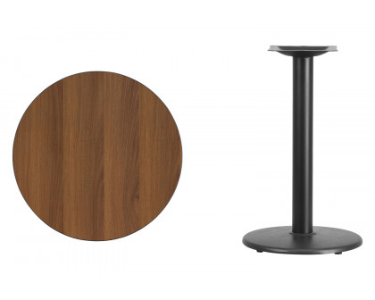 BLNK™ Round Table with 18'' Round Base - Walnut, 24"D