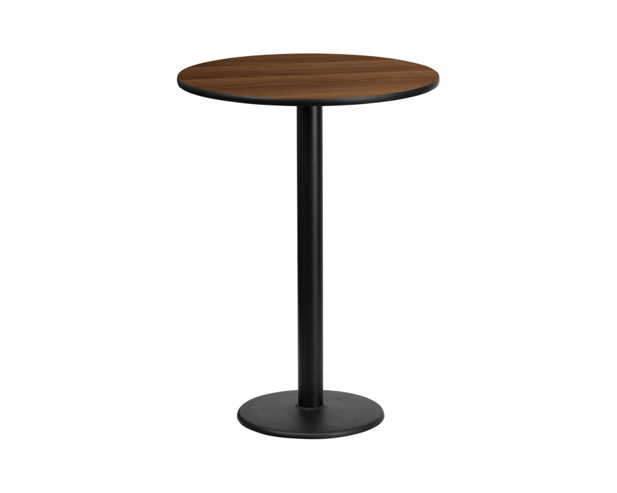 BLNK Round Bar Height Table with 18'' Round Base - Walnut, 24"D