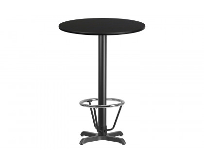 BLNK Round Bar Height Table with 22'' x 22'' Base - Black, 30"D, with Foot Ring