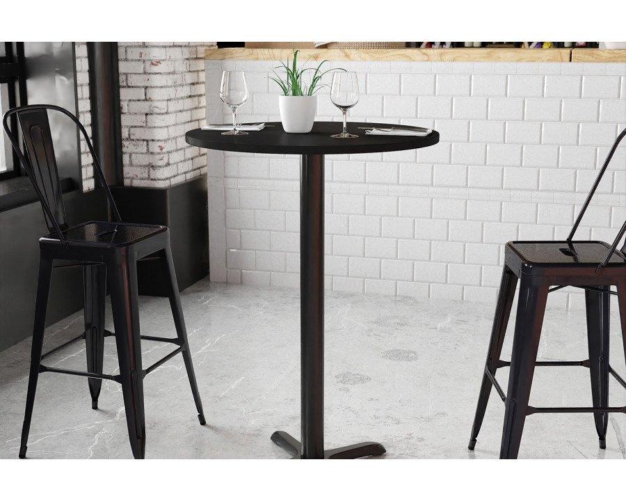 BLNK Round Bar Height Table with 22'' x 22'' Base - Black, 30"D