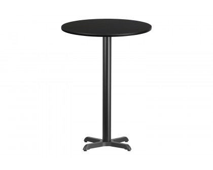 BLNK Round Bar Height Table with 22'' x 22'' Base - Black, 30"D