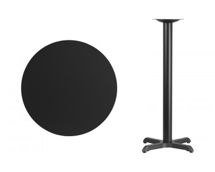 BLNK Round Bar Height Table with 22'' x 22'' Base - Black, 30"D