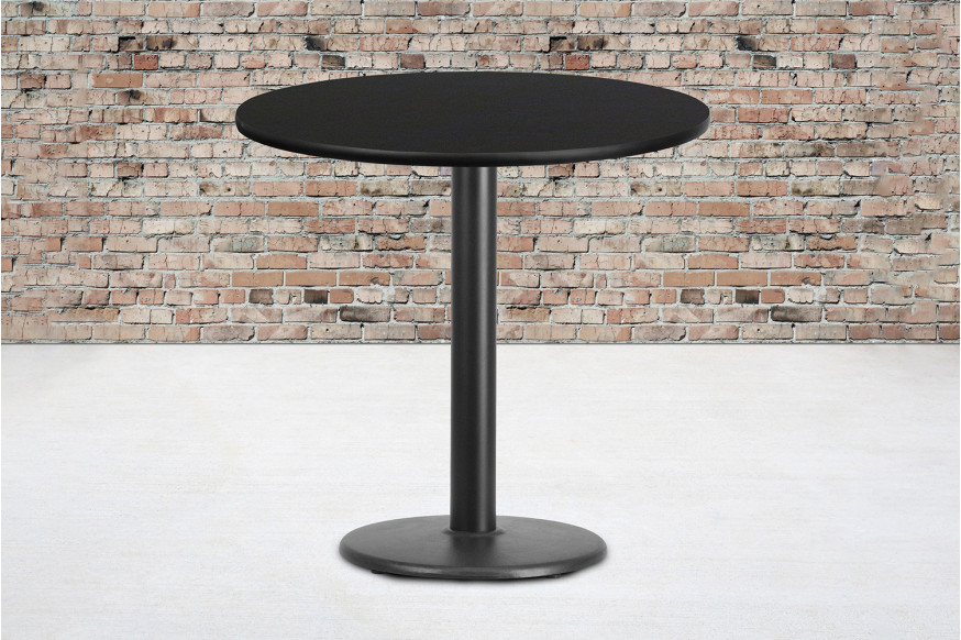 BLNK™ Round Table with 18'' Round Base - Black, 30"D