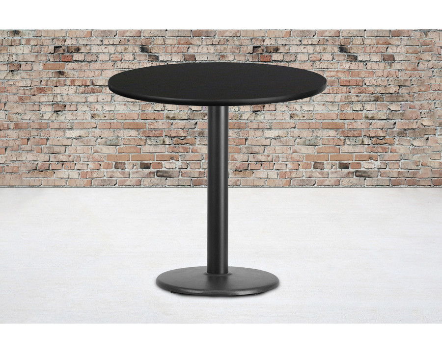 BLNK Round Table with 18'' Round Base - Black, 30"D