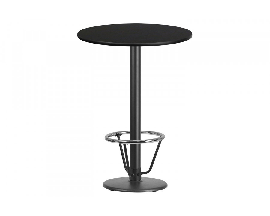 BLNK Round Bar Height Table with 18'' Round Base - Black, 30"D, with Foot Ring