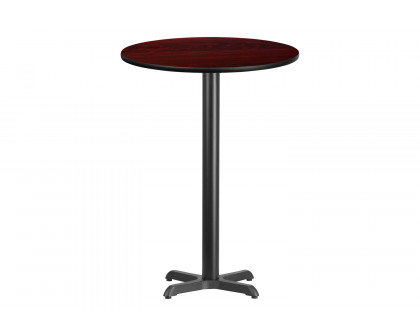 BLNK Round Bar Height Table with 22'' x 22'' Base - Mahogany, 30"D