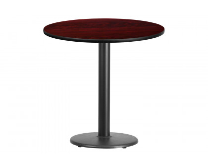 BLNK Round Table with 18'' Round Base - Mahogany, 30"D