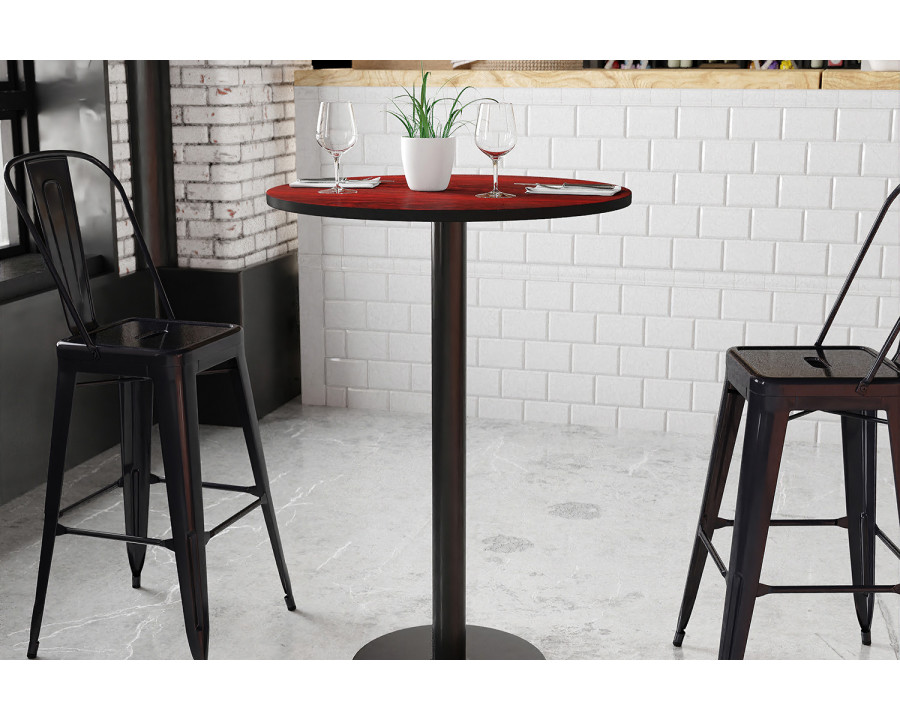 BLNK Round Bar Height Table with 18'' Round Base - Mahogany, 30"D