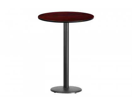 BLNK Round Bar Height Table with 18'' Round Base - Mahogany, 30"D