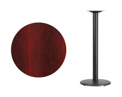 BLNK Round Bar Height Table with 18'' Round Base - Mahogany, 30"D