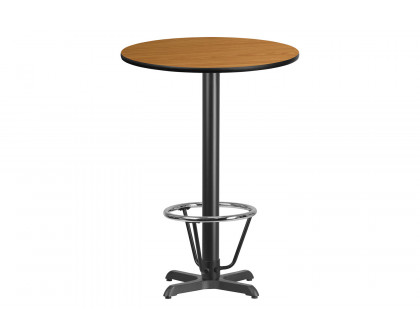 BLNK Round Bar Height Table with 22'' x 22'' Base - Natural, 30"D, with Foot Ring