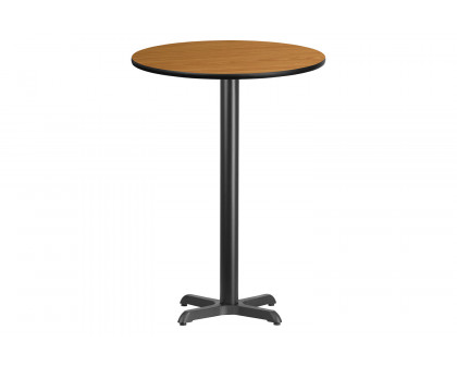 BLNK Round Bar Height Table with 22'' x 22'' Base - Natural, 30"D