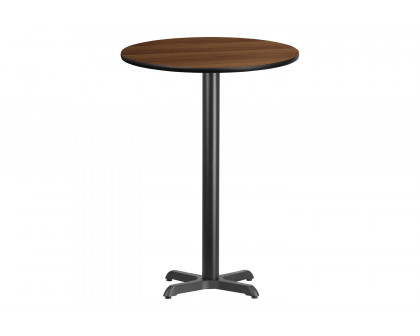 BLNK Round Bar Height Table with 22'' x 22'' Base - Walnut, 30"D