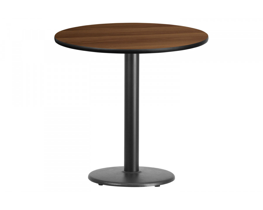 BLNK Round Table with 18'' Round Base - Walnut, 30"D