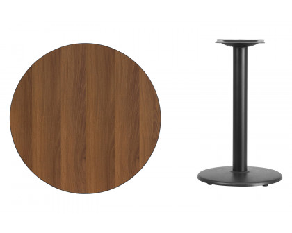 BLNK Round Table with 18'' Round Base - Walnut, 30"D