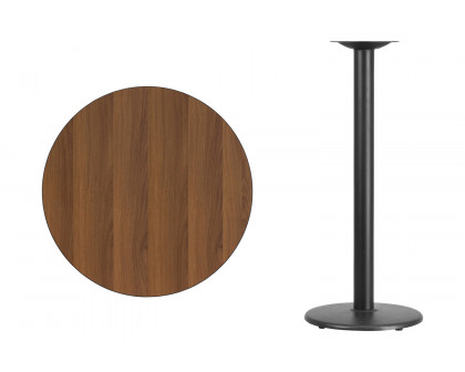 BLNK Round Bar Height Table with 18'' Round Base - Walnut, 30"D