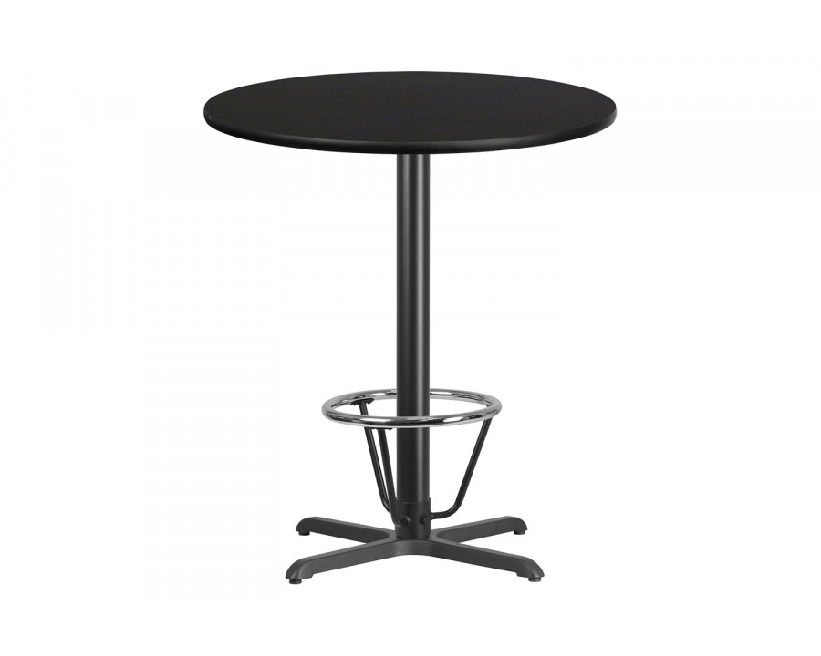 BLNK Round Bar Height Table with 30'' x 30'' Base - Black, 36"D, with Foot Ring