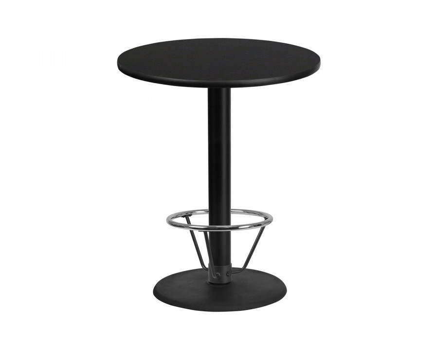 BLNK Round Bar Height Table with 24'' Round Base - Black, 36"D, with Foot Ring