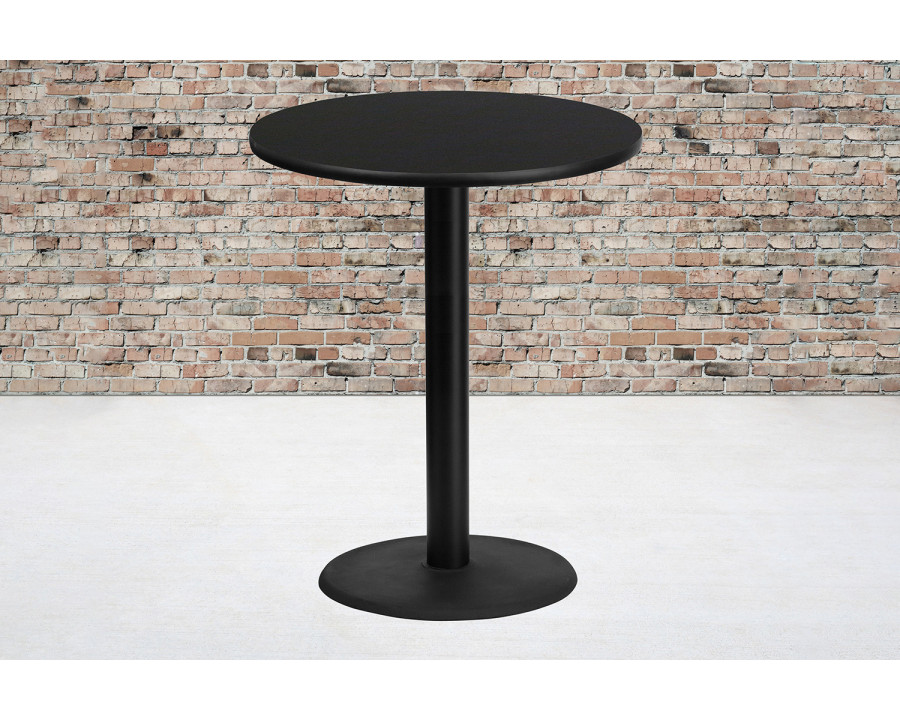 BLNK Round Bar Height Table with 24'' Round Base - Black, 36"D