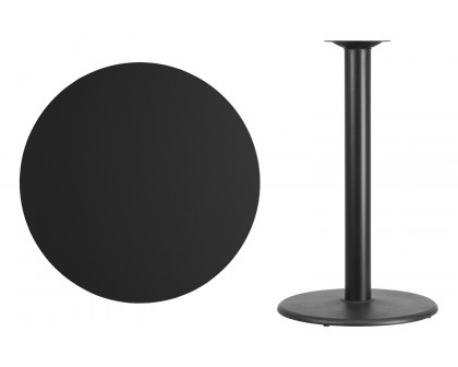 BLNK Round Bar Height Table with 24'' Round Base - Black, 36"D