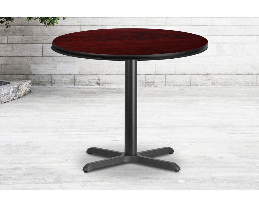 BLNK Round Table with 30'' x 30'' Base - Mahogany, 36"D