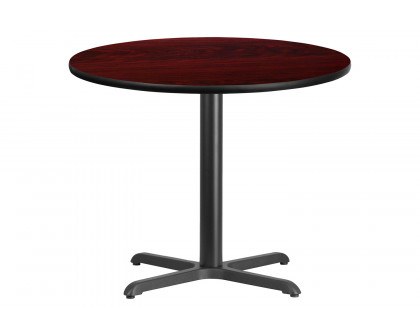 BLNK Round Table with 30'' x 30'' Base - Mahogany, 36"D