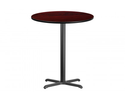 BLNK Round Bar Height Table with 30'' x 30'' Base - Mahogany, 36"D