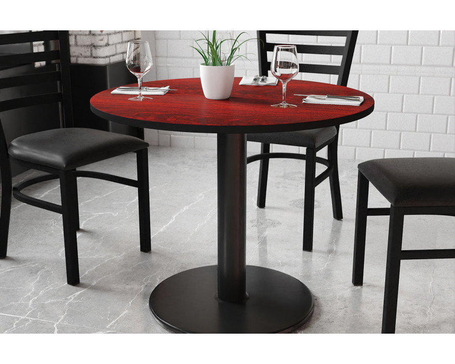 BLNK Round Table with 24'' Round Base - Mahogany, 36"D