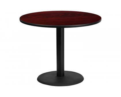 BLNK Round Table with 24'' Round Base - Mahogany, 36"D