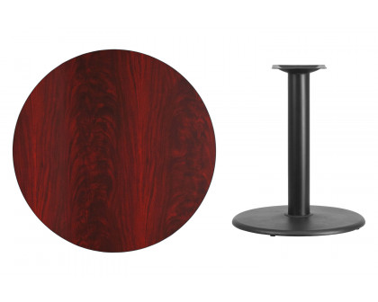 BLNK Round Table with 24'' Round Base - Mahogany, 36"D