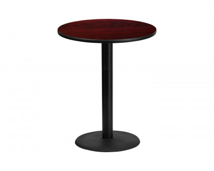 BLNK Round Bar Height Table with 24'' Round Base - Mahogany, 36"D