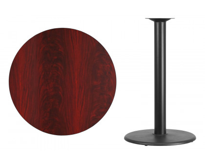 BLNK Round Bar Height Table with 24'' Round Base - Mahogany, 36"D