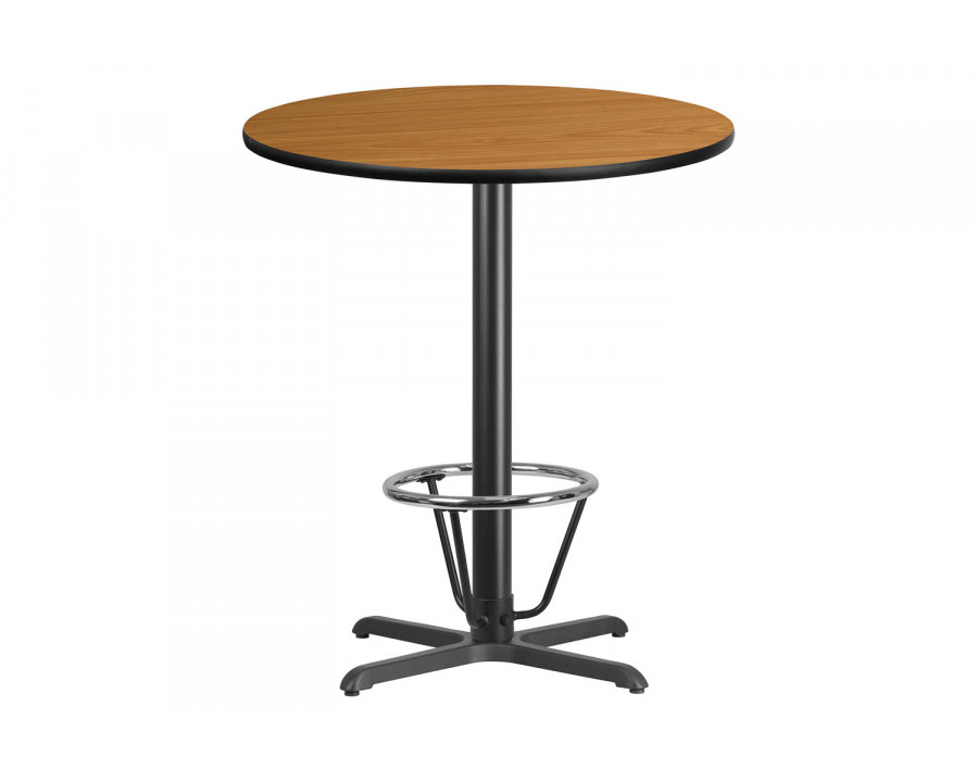 BLNK Round Bar Height Table with 30'' x 30'' Base - Natural, 36"D, with Foot Ring