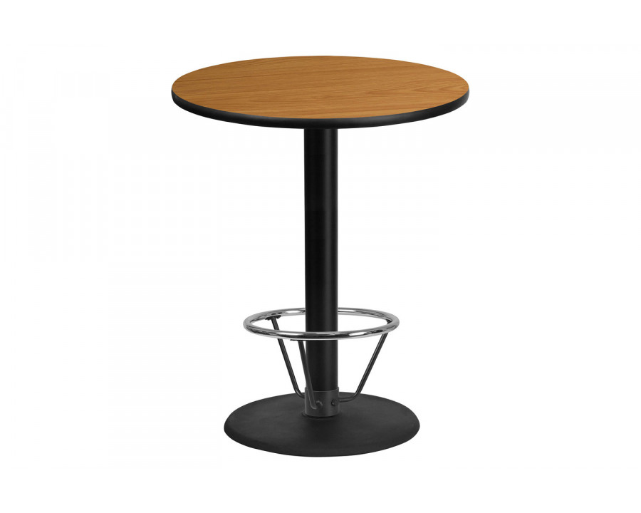 BLNK Round Bar Height Table with 24'' Round Base - Natural, 36"D, with Foot Ring