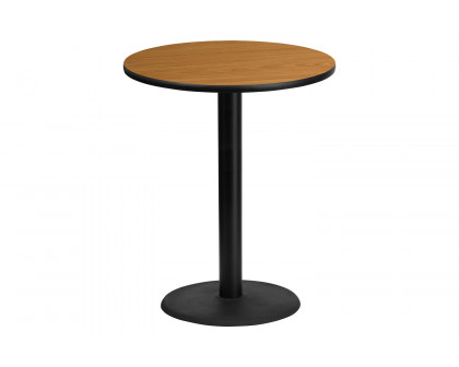 BLNK Round Bar Height Table with 24'' Round Base - Natural, 36"D