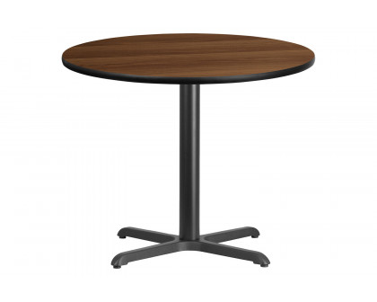 BLNK Round Table with 30'' x 30'' Base - Walnut, 36"D