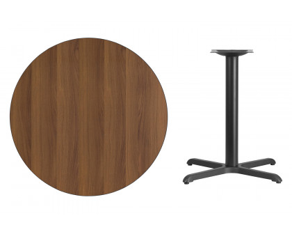 BLNK Round Table with 30'' x 30'' Base - Walnut, 36"D