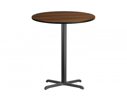 BLNK Round Bar Height Table with 30'' x 30'' Base - Walnut, 36"D